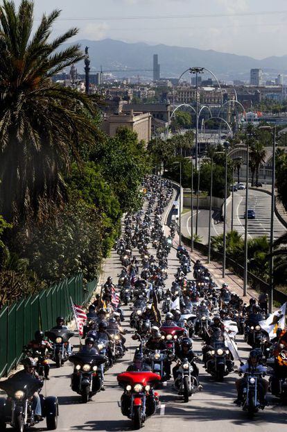 Concentración de motocicletas celebrada en Barcelona.