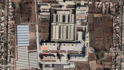 Imagen satelital de las instalaciones de un centro de reeducación del condado de Konasheher, en Xinjiang.
