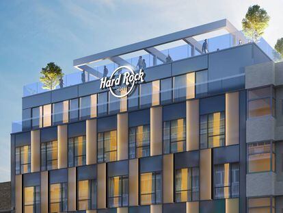 Recreaci&oacute;n del futuro hotel Hard Rock en Madrid.