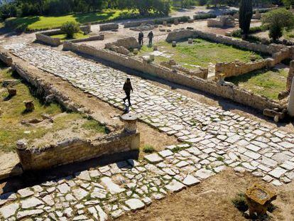 Calzada romana en el sitio arqueol&oacute;gico de Cartago, a las afueras de T&uacute;nez capital.