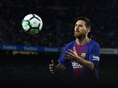 Messi, en el derbi ante el Espanyol.