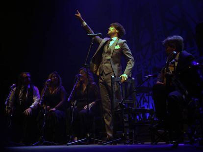 El cantaor sevillano Manuel Lombo, durante su actuación en el Cante de la Minas.