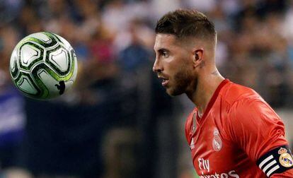 Sergio Ramos controla el balón durante el partido contra la Roma en la International Champions Cup 2018.