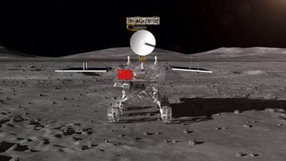 Recreación del robot chino que tiene previsto aterrizar en la cara oculta de la Luna.