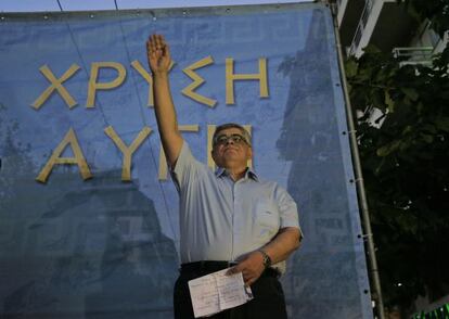 Nikos Mijaloliakos, líder de AD, el miércoles en Atenas.