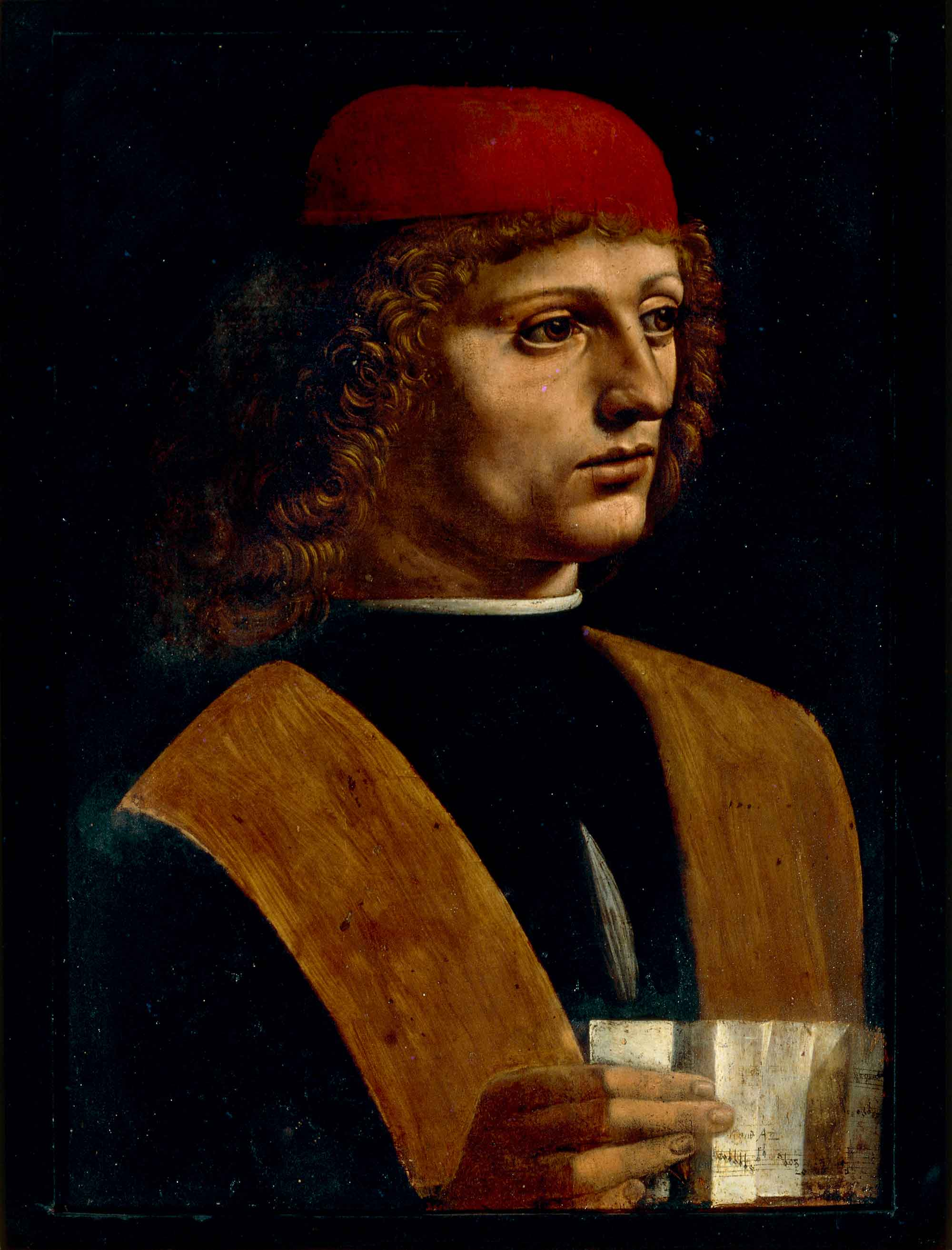 Este retrato de un músico, atribuido a Leonardo da Vinci, podría serlo de Josquin Desprez, ya que ambos, coetáneaos casi exactos, coincidieron en Milán en la fecha en que fue pintado el retrato (ca. 1485).