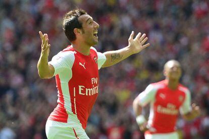 Cazorla celebra el primer gol del Arsenal