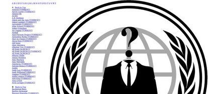 Sitio desde el que Anonymous ha enlazado a páginas para descargarse la discografía de Sony.