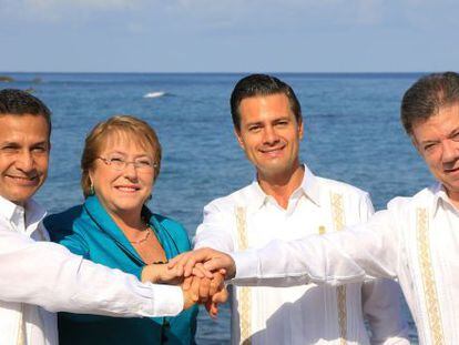 Humala, Bachelet, Pe&ntilde;a Nieto y Santos, en Nayarit (M&eacute;xico).