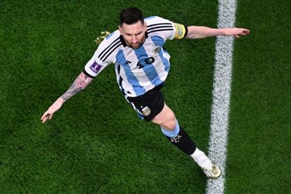 Messi celebra el primer gol de Argentina.