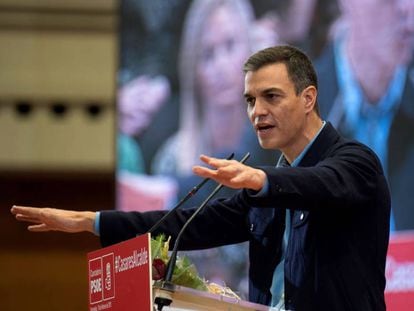 Pedro Sánchez, en un mitin del PSOE.