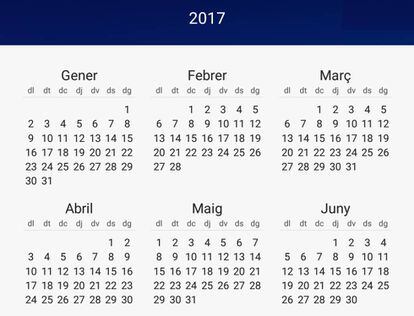 El calendari del 2017.