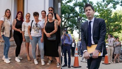 Madres que han denunciado las fotos manipuladas de sus hijas desnudas en Almendralejo (Badajoz) y Sam Altman, CEO de OpenAI.