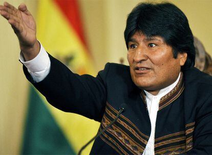 Evo Morales durante un rueda de prensa en La Paz.