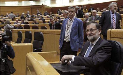 Rajoy, este martes, en el pleno del Senado.