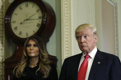 El presidente electo Donald Trump y su esposa Melania, el pasado jueves en el Capitolio.