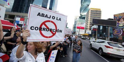 Protesta contra la corrupción en Ciudad de Panamá.