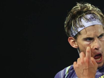 Thiem, durante el partido contra Zverev en Melbourne.