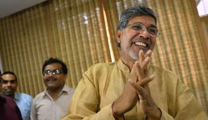 El activista Kailash Satyarthi, Nobel de la Paz, este viernes en Nueva Delh.