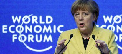 La canciller alemana, Angela Merkel, en Davos.