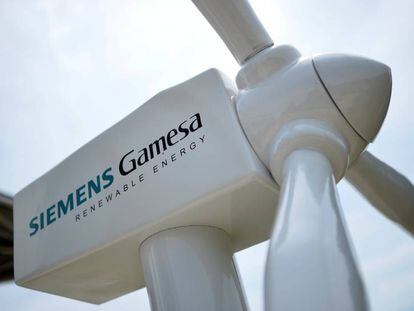 Un modelo de una turbina de Siemens Gamesa en Zamudio, Espa&ntilde;a.