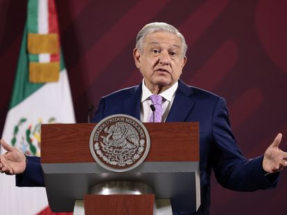 El presidente de México, Andrés Manuel López Obrador, durante su conferenica matutina de este lunes.