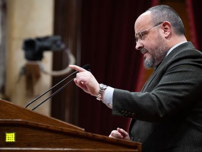 El presidente del PP de Cataluña, Alejandro Fernández, intervenía el miércoles durante el pleno del Parlament.