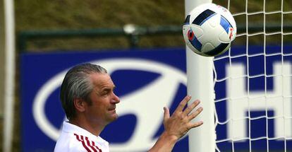 Storck, durante un entrenamiento de Hungría.