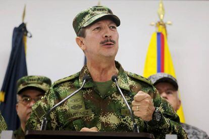 El comandante del Ejército colombiano, Nicacio Martínez Espinel, el pasado 20 de mayo durante una comparecencia.