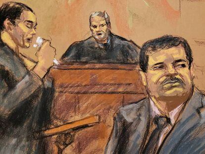 El Chapo, durante el anuncio de su sentencia, este miércoles.