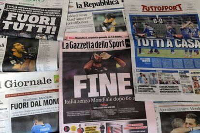 La prensa italiana el d&iacute;a despu&eacute;s de no clasificar al Mundial.