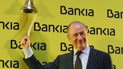 El expresidente de Bankia, Rodrigo Rato, en 2011 en la salida a bolsa de la entidad.