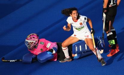 Carmen Cano celebra el gol que decició el España-Alemania.