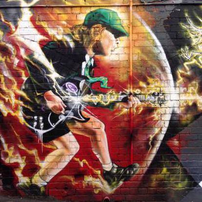 Grafiti de Angus Young, de los AC/DC, en Melbourne.