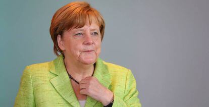 La canciller alemana, Angela Merkel, ayer en Berl&iacute;n.
