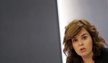 Soraya Saénz de Santamaría, en el Consejo de Ministros.