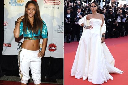 Los looks del pasado de Rihanna estaban marcados por el ombligo al aire y con una clara inspiración en el hip-hop. Su estilo actual es más ecléctico y atrevido.
