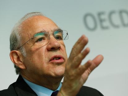 El secretario general de la OCDE, José Ángel Gurría, en una rueda de prensa de la organización
