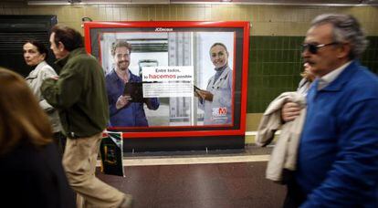 Campaña de responsabilidad tributaria de la Comunidad de Madrid en el metro.