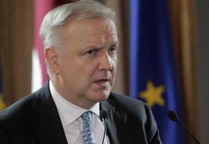 Olli Rehn, en un discurso en Riga (Letonia), este mes de enero. 