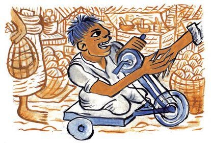 Una ilustración sobre un niño guatemalteco con discapacidad.