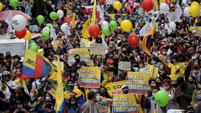 Marcha en Bogotá contra la reforma tributaria impulsada por el presidente de Colombia, Iván Duque, el pasado 28 de abril.