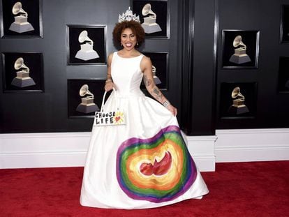 Joy Villa, a su llegada a la gala de los premios Grammy Awards en el Madison Square Garden de Nueva York.