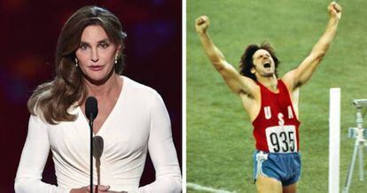 La misma persona: a la izquierda, Bruce Jenner ya como mujer (Caitlyn), en 2015. A la derecha, proclamándose campeón olímpico de decatlón en los Juegos de Montreal, en 1976.