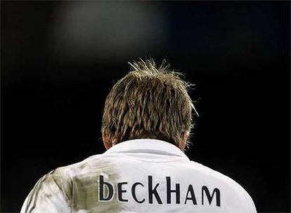 Beckham, en un partido con el Real Madrid