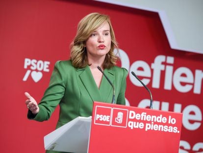 Pilar Alegría, ministra de Educación y portavoz del PSOE, este lunes.