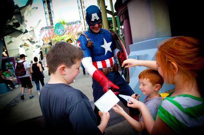 Capitán América en Islands of Adventure, uno de los parques temáticos de Universal en Orlando.