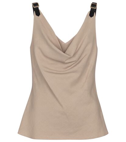 Su mezcla de lino y sus tirantes de estilo correa le confieren la originalidad que buscas a este top de escote drapeado de Altuzarra. 740€.