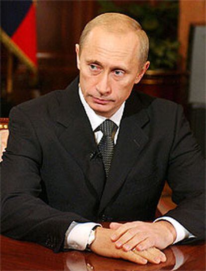 El presidente Putin, durante su mensaje televisado.