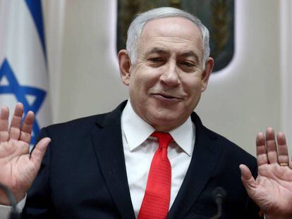 El primer ministro israelí, Benjamín Netanyahu, en un acto en Jerusalén. En vídeo, el momento de la evacuación de Netanyahu.